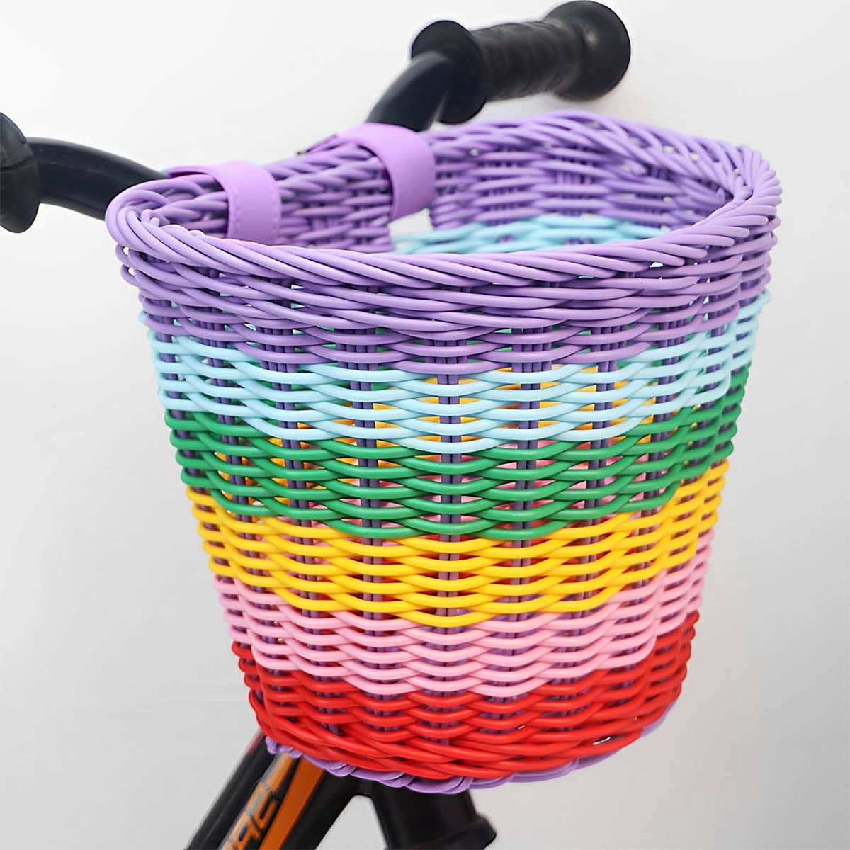 Kids Bicycle Basket Rainbow Bike Basket Cute Bicycle Handlebar Basket Cycling Baskets Front Basket With Straps Bike Accessories For Boys Girls Bicycle Trike Scooter Balance Bike -S
