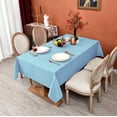 thumbnail image 6 of MEANMOY Baby Blue 210 GSM Water & Stain Resistant Rectangle Tablecloth for 6 foot Table - Solid 60 x 102 inch Rectangular Table Cloth Wrinkle Free Washable Fabric for Wedding, Party, Banquet, 6 of 8