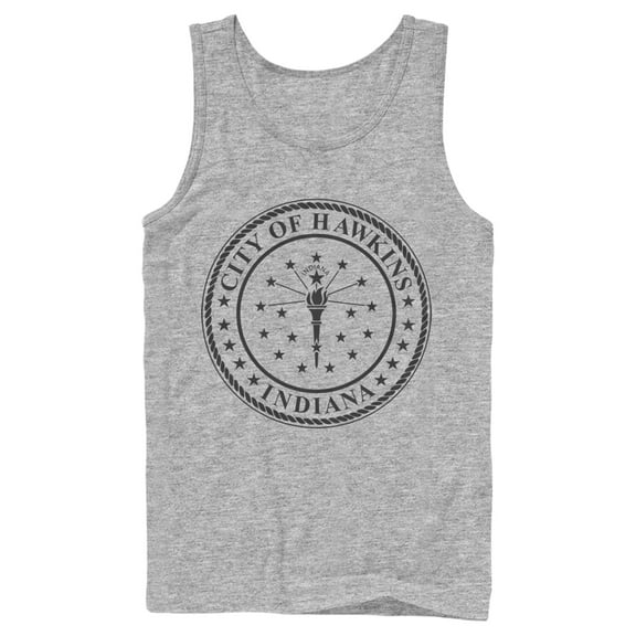 Netflix Men's Stranger Things City of Hawkins Crest Tank Top Athletic Heather X Large