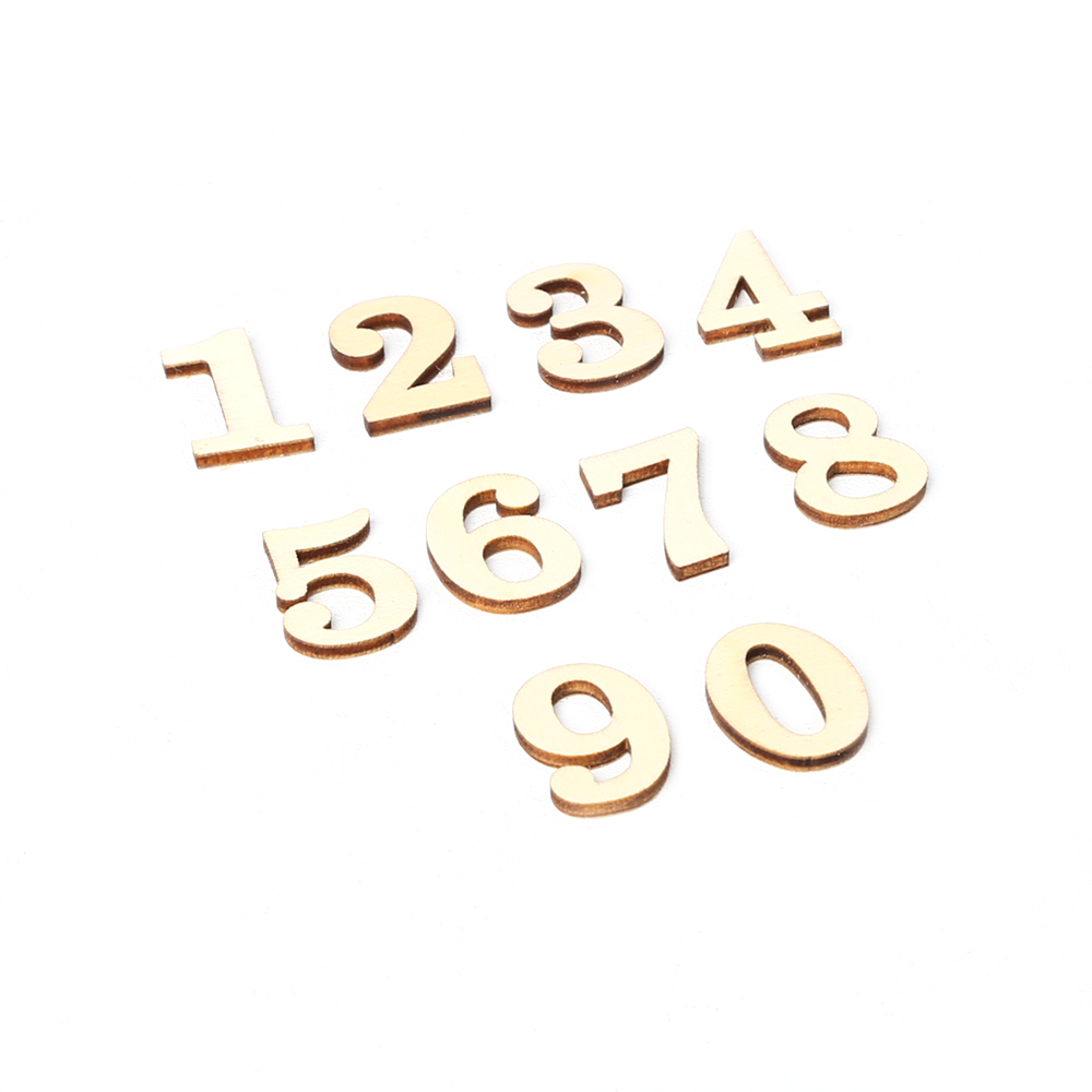 10 Per Pack) Weehey JM01483 Wooden ZAKKA Crafts Environmental Protection DIY Numbers Decoration Self-Adhesive Accessories Wooden Numbers for DIY Craft(Numbers 0 to 9