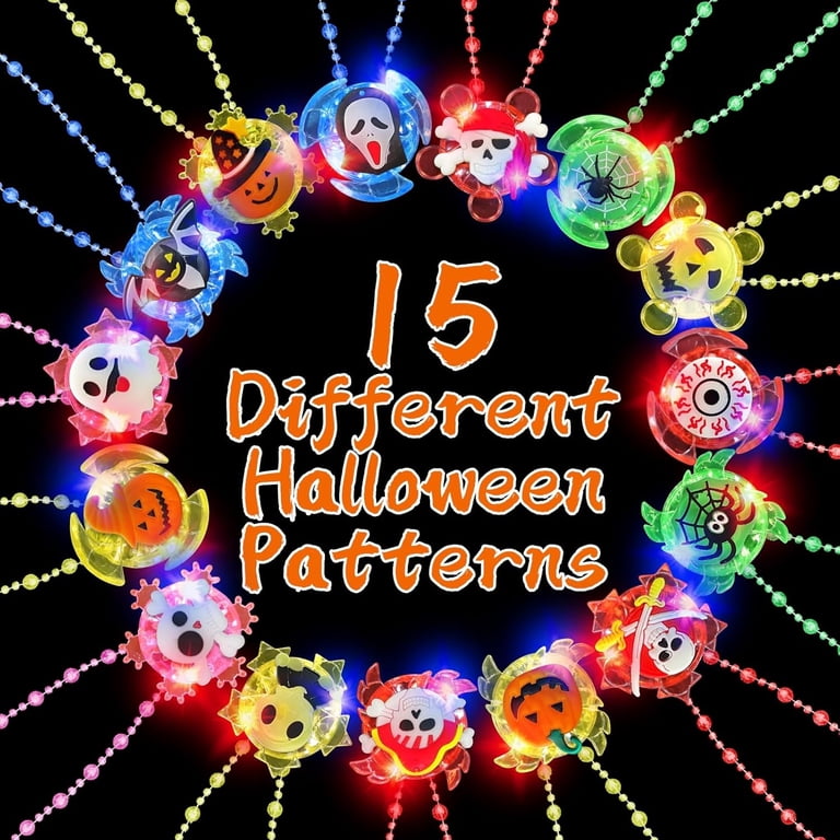 Colliers LED Halloween - Lot De 6 Jouets Lumineux Pour Enfants Et Adultes - Décoration De Fête Clignotante Multicolore