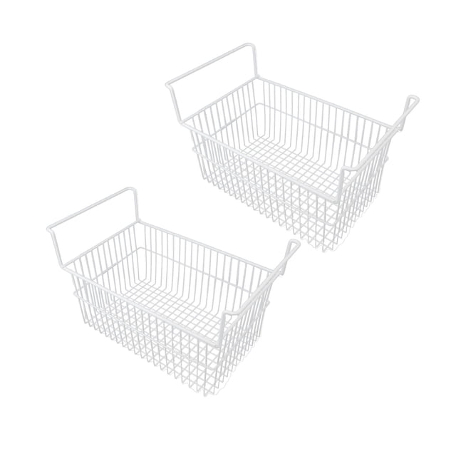 Freezer Organizer Bins Strong Steel Wire Large Capacity Basket with Handle for Closet Countertops