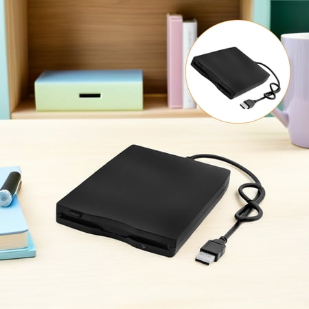 ETHZZLE Black USB 2.0 External Floppy Disk Drive with Fast Data Transfer Error Compatible with PC and Laptop