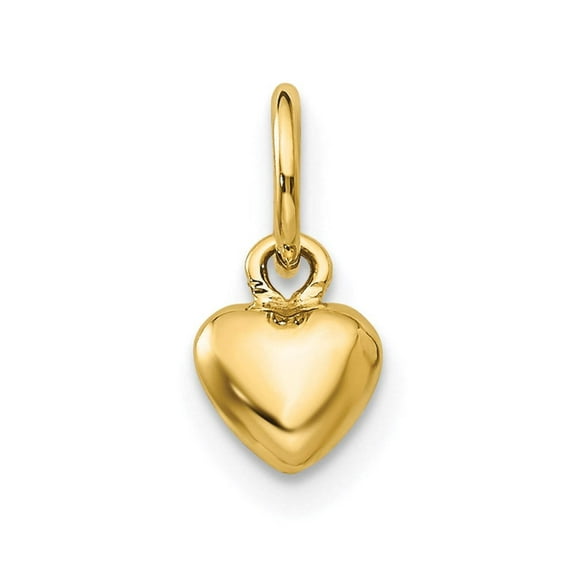 14k Yellow Gold Solid Plain Puffed Heart Charm