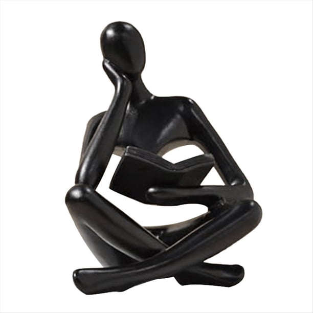 Esculturas de Pensadores, Adorno de Lectura de Estatua de Resina de Pensadores Negros, DecoracióN de Escultura de Pensadores, DecoracióN de Libros B
