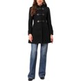 thumbnail image 2 of INSPIRE CHIC Winter Pea Coat for Women Mid-thigh Hooded Trench Toggle Duffle Overcoat with Pockets M Black, 2 of 6