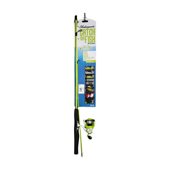 Shakespeare Catch More Fish Light Spinning Kit, 5' Light Fishing Rod, 20 Size Reel