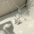 thumbnail image 2 of Janrevotw Double Necklace Female Simple Design Sense Niche Net Red Temperament Cold Wind Collarbone Chain New With Diamond Butterfly, 2 of 4