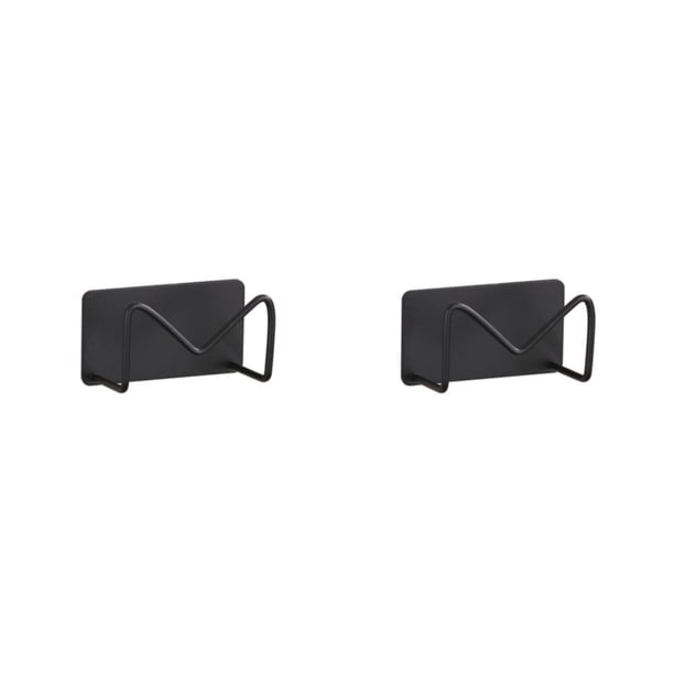 Cateissary Soporte para esponjas Autoadhesivo Multifuncional de acero inoxidable Soportes de almacenamiento sin perforaciones Estantes extraíbles Negro 2piezas