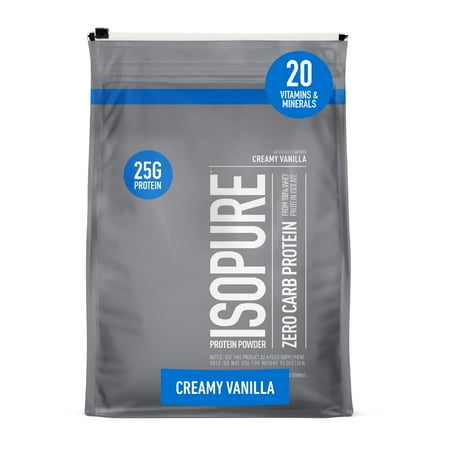 Isopure Zero Carb 100% Pure Whey Isolate Protein Powder, Lactose Free, Gluten Free, With Vitamins, Creamy Vanilla, 25g Protein Per Serving, 7.5 Lbs, 110 Servings (Packaging May Vary)