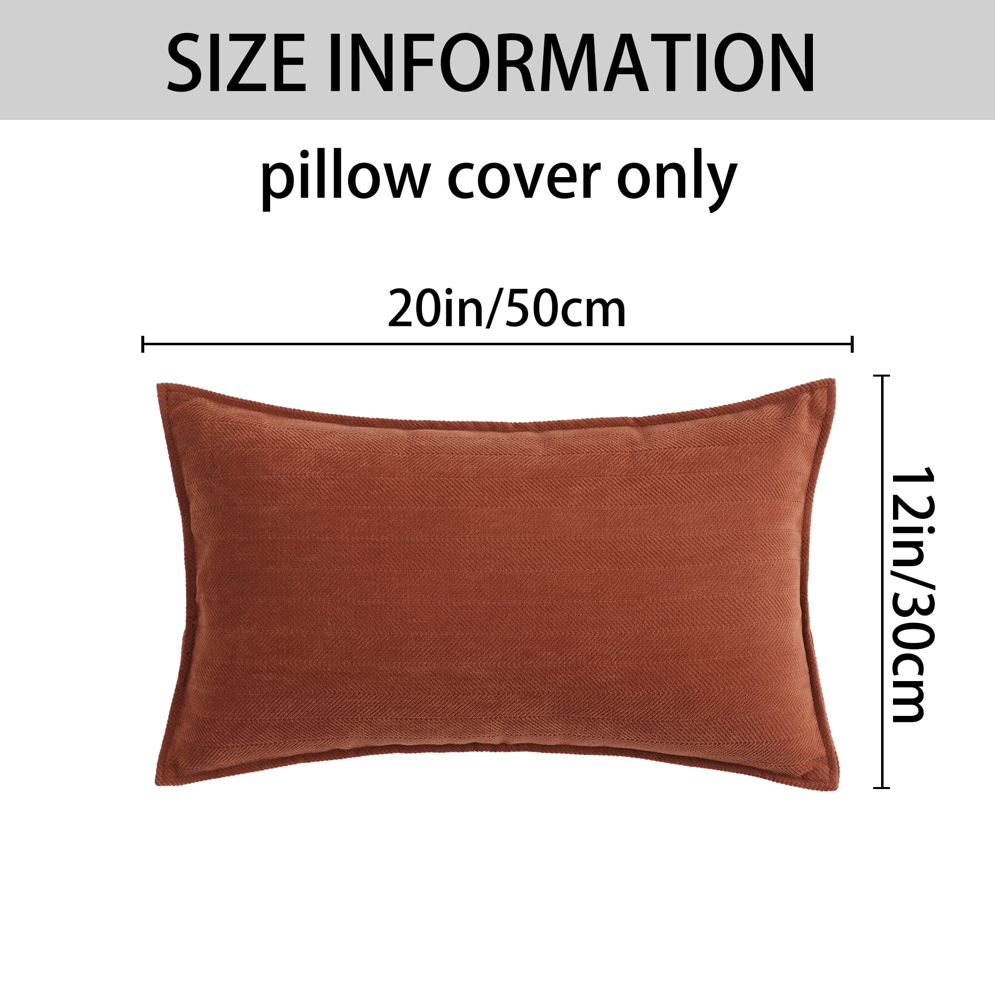REGALWOVEN Couch Throw Pillow Covers Set of 2, Decorative Soft Chenille Covers with Elegant Design for Sofa Living Room Home Decor Sienna Color 12" x 20"