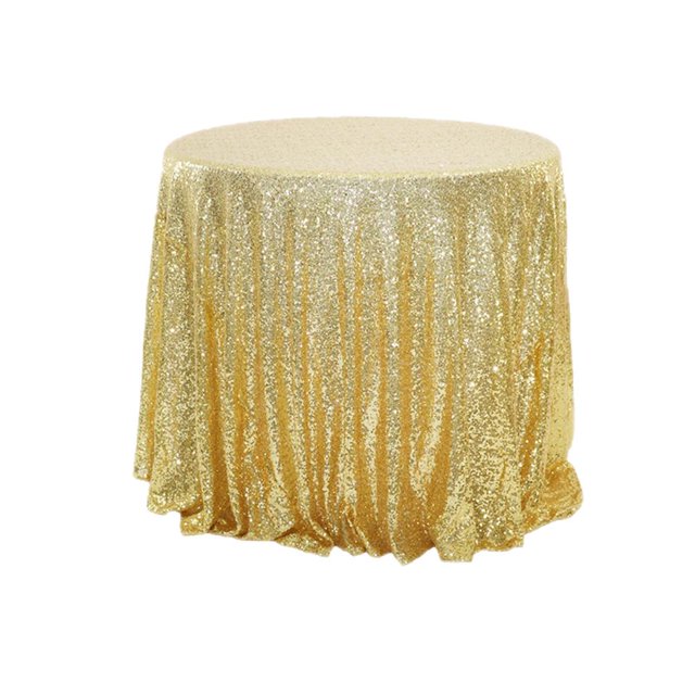 Feltree Housse de Table Ronde Pailletée pour Célébrations, Déco de Fête Scintillante avec Support Résistant à la Chaleur (Diamètre 47 Pouces)