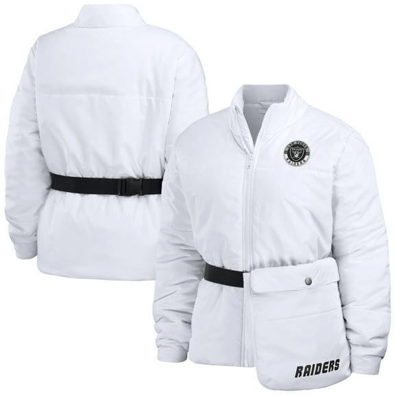 Women's WEAR by Erin Andrews  White Las Vegas Raiders Packaway Full-Zip Puffer Jacket