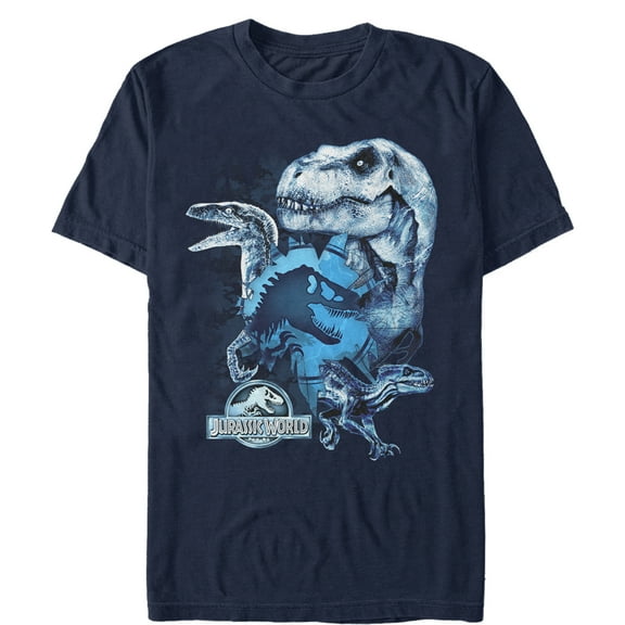 Men's Jurassic World: Fallen Kingdom Dinosaur Frost  Graphic Tee Navy Blue 2X Large