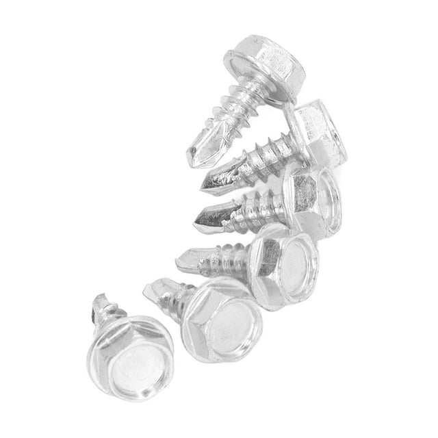 Vis Auto-Perçantes, Fixations en Acier au Carbone Zinc Blanc Vis de Forage Galvanisées pour le Métal pour la Tête de Rondelle en Plastique Hexagonale, Tête de Rondelle Ronde