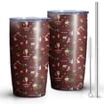 thumbnail image 2 of 20oz Tumblers Red Christmas Santa Pattern Stainless Steel Vacuum Insulated Double Wall Travel Tumbler Cups Mug with Lid and Straw,Cleaning Brush for Cold & Hot Drinks, 2 of 7
