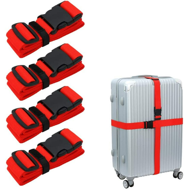 Luggage-Straps Suitcases-Belt TSA Approved - Adjustable 86 inch with  Quick-Release Buckle and Organized Belt Travel Accessories (Red 4 Pack) 