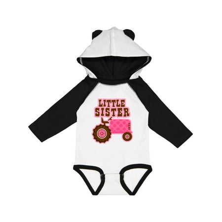 

Inktastic Pink Tractor Little Sister Gift Baby Girl Long Sleeve Bodysuit