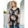 thumbnail image 5 of LARACE Blouse Grande Taille pour Femmes à Manches Courtes Chemise Décontractée Tunique Hauts T-Shirt Chemise Ample, 5 of 5