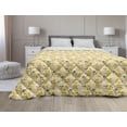 thumbnail image 1 of Yellow Bird Down Alternative Comforter, Vintage Inspired Avian Pattern with Dahlias Chrysanthemum and Titmouse, Microfiber Quilt for All Season, 5 Sizes, Fawn and Multicolor, by Ambesonne, 1 of 3
