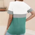 thumbnail image 4 of Pincandy Women's Casual Fashion Striped Printed T-shirt Round Neck Color Block Short Sleeve Tops Casual Summer Tees,Green,M, 4 of 6