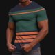 thumbnail image 4 of Ceisia Men's Summer Casual Slim Fit Crew Neck Short Sleeve T-Shirt Multi-Color Striped Waffle Knit Stretch Fabric Army Green S Gifts, 4 of 7
