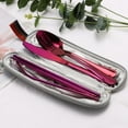 thumbnail image 5 of Deago 8 Pieces Stainless Steel Flatware Set Portable Utensils Travel Camping Cutlery Set Include Knive Fork Spoon Chopsticks Straws Brush Portable Case (Silver), 5 of 8
