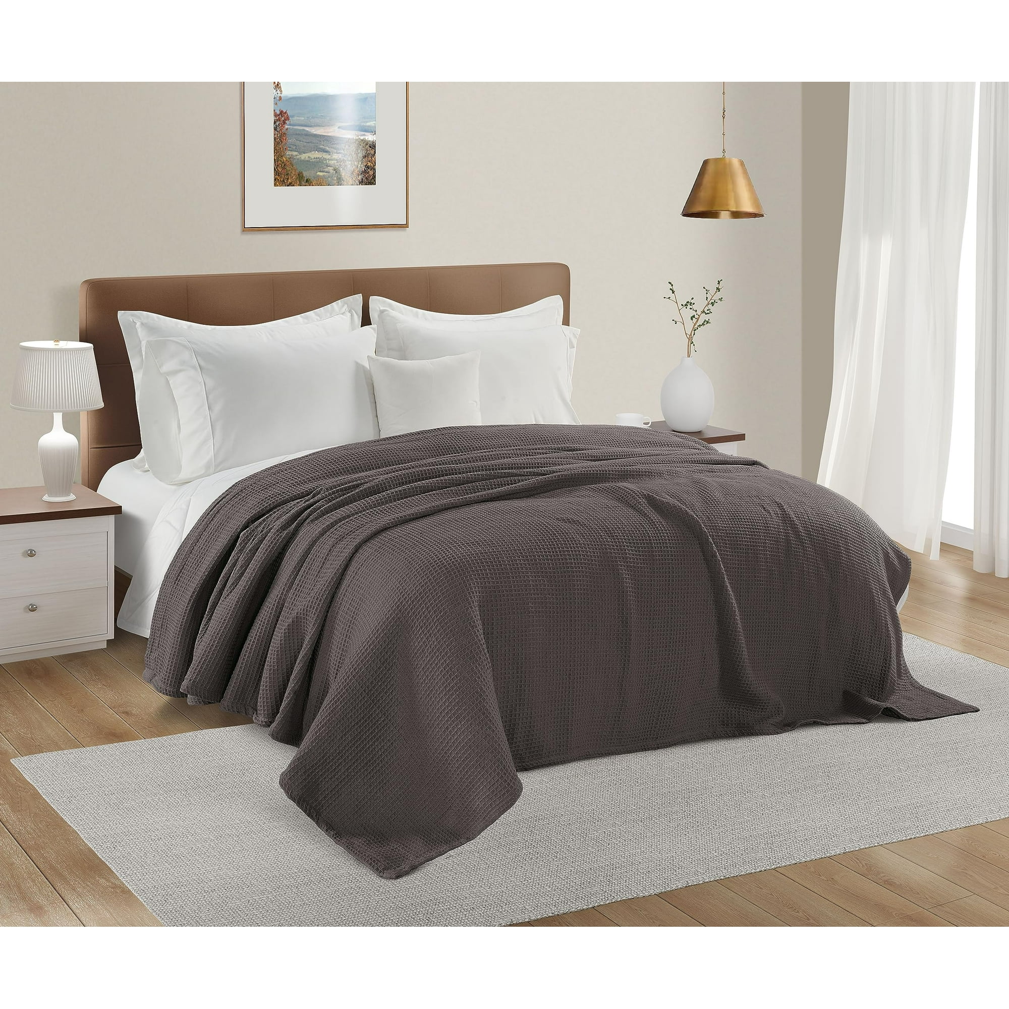 100 Cotton Blanket Cooling Blankets Summer Blankets King Size Waffle Blanket Lightweight Blanket King Size Throw Blanket Soft Blanket King Size Blankets 108 X 90 Inch Dark Grey Walmart