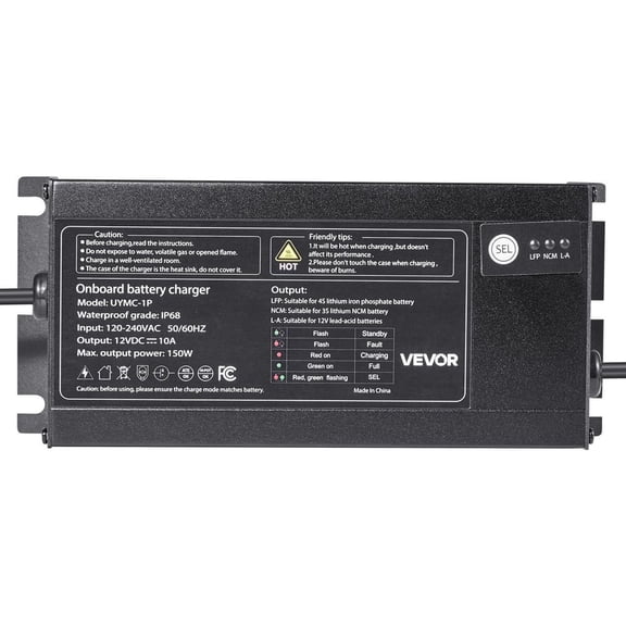 Marine Battery Charger, 1-Bank 10A 12V Onboard Boat Charger