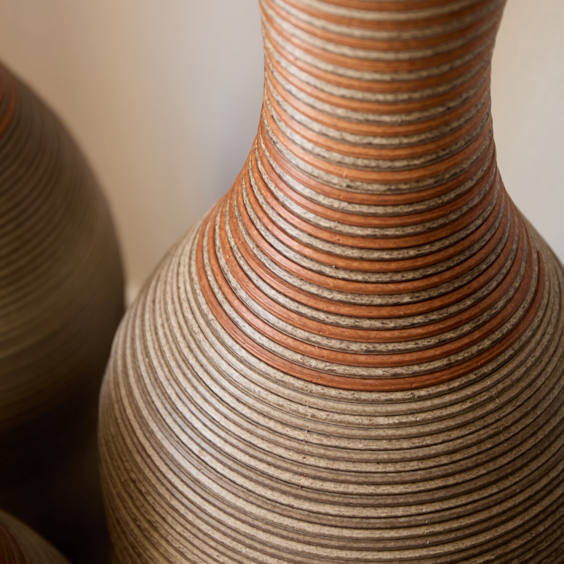 Noble House 28.35", 24.41", 20.47" PVC Rattan Floor Vase Set of 3, Hand-Woven, Brown Gray