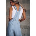 thumbnail image 2 of Monos vaqueros de pierna ancha para mujer, peto rasgado de cintura alta, holgado, con bolsillos, a la moda, color azul, novedad de verano 2023, 2 of 4