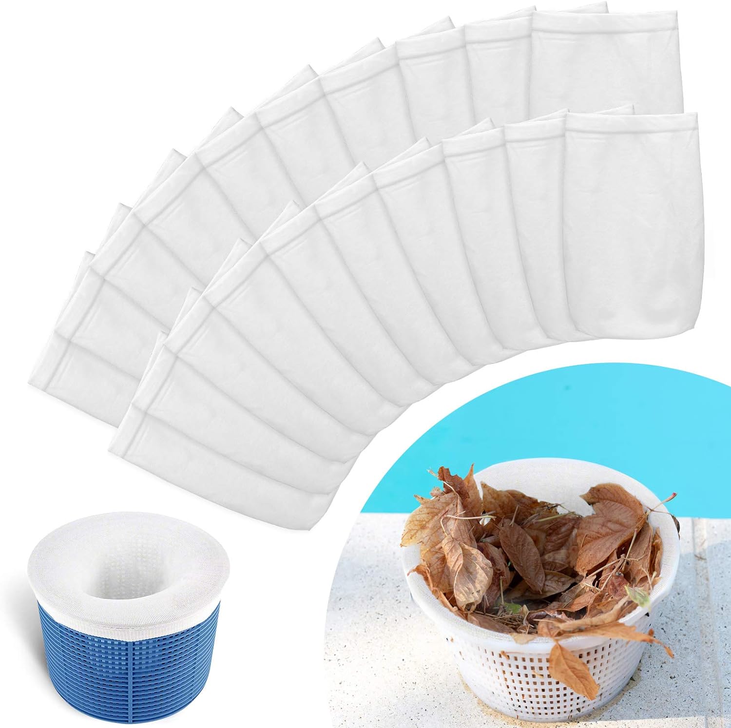 60 Calzini Per Skimmer Piscina – Reti Filtranti In Nylon Per Cestello, Proteggi Pompa Da Foglie E Capelli