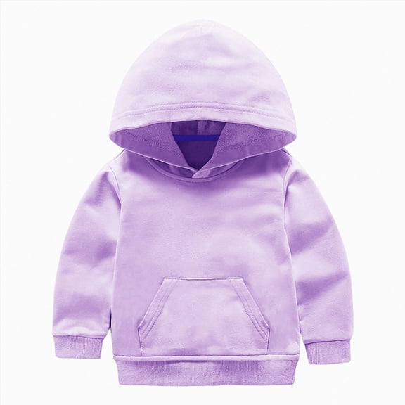 KPOPLK Toddler Baby Long Sleeve Hooded Shirt for 1t 2t 3t 4t 5t Fall Winter Pullover Solid Color Hoodies for Boys Clothes Purple Size 18-24 Months