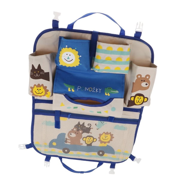 Asiento Trasero De Dibujos Animados Organizador Plegable, Kick Mats Vehículo Asiento Trasero Protector Bolsillos Para Juguetes Libro Botella Azul Sunnimix Organizador de almacenamiento de vehículos