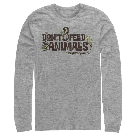 Men's Jungle Cruise Don't Feed The Animals Logo Long Sleeve Shirt Athletic Heather X Large
