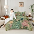 thumbnail image 4 of Castle Fairy Chic Floral Peony Peacock Comforter Set (Queen), 3-Piece, 4 of 8