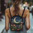 thumbnail image 4 of HELLHERO Dragonfly Moon Floral Theme Small Backpack for Outing Shopping, Lightweight Travel Shoulder Bags Polyester Front Pocket Mini Backpack, 4 of 8