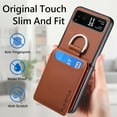 thumbnail image 4 of Allytech Wallet Case for Motorola Razr 40 Ultra, Premium PU Leather Vintage RFID Blocking Ring Holder Shockproof Cards Slots Compatible Car Mount Phone Case for Motorola Razr 40 Ultra 6.9" - Brown, 4 of 7