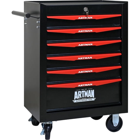 6 Drawers Tool Cart on Wheels, Multifunctional Rolling Tool Storage Chest, Drawers Rolling Trolley Organizer Tool Box for Warehouse, Garage, Workshop, Repair Shop (6 Drawers-30.5"H)