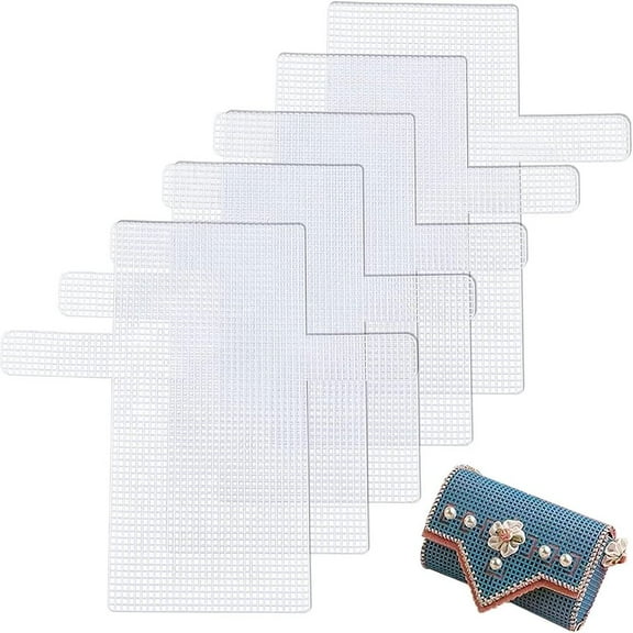5pc Plastic Mesh Canvas Sheets for Embroidery Acrylic Yarn Crafting Knit and Crochet Projects White 36.5x40.2x0.15cm Hole: 4x4mm
