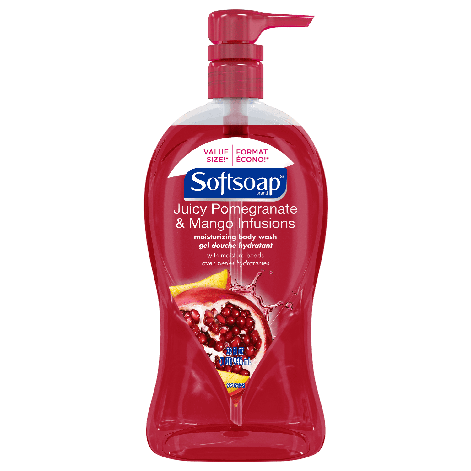 Softsoap Moisturizing Body Wash Pump, Pomegranate and Mango, 32 Ounce