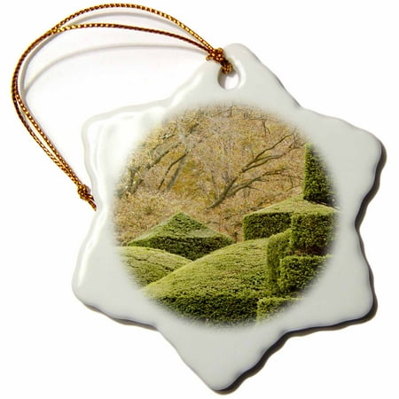 3dRose Topiary garden, Longwood Gardens, Pennsylvania - US39 AJE0013 - Adam Jones, Snowflake Ornament, Porcelain, 3-inch