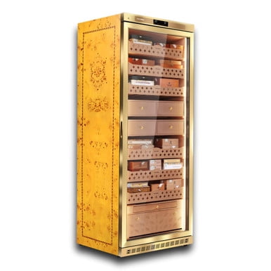 Raching MON5800A Climate Control Gold Burl 4,000-Cigar Electric Humidor with Ammonia Removal