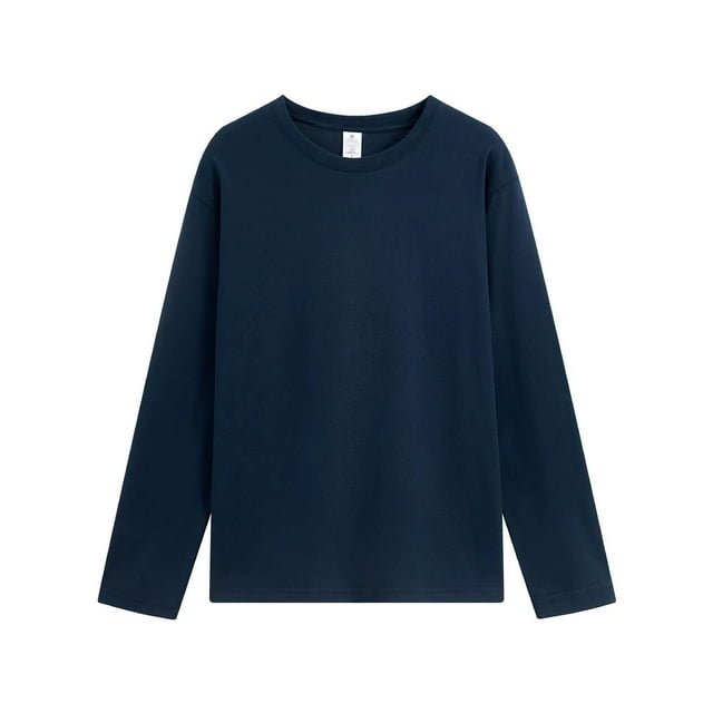 Jgppe Mens Basic Shirts Cotton Long Sleeve Crewneck Comfy Solid Color Tee Tops Undershirts