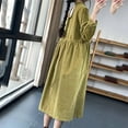 thumbnail image 5 of qolati Women's Casual Spring Denim Dress Puff Sleeve Elastic Waist Button Down Maxi Long Shirt Dress Plus Size Flowy A Line Jean Dress, 5 of 6