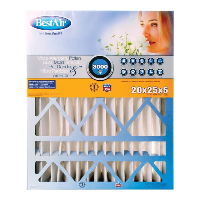 Filtro de aire BestAir CB2025-13R 20x25x5 MERV 13, 1 paquete