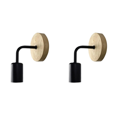 2X Wood Wall Lamp Vintage Sconce Wall Lights Fixture E27 Bedside Retro Lamp Industrial Decor Dining Room Bedroom Light