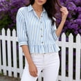thumbnail image 2 of Sexlip Women's Blouse Short Sleeve Button Down Style Comfortable Wear Daily Wear Essential Durable Quality Fashion Forward Blue XXL, 2 of 8