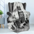 thumbnail image 4 of Industrial Soft Flannel Fleece Blanket, Old 60s Abandoned Tractor in Farm in Central Canada Nostalgic Machinery Elements Image, Cozy Plush for Indoor and Outdoor Use, 60" x 80", Grey, by Ambesonne, 4 of 5