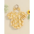 thumbnail image 3 of Mevireiy Baby Girls Daisy Bubble Romper Short Sleeve Onesie Bodysuit Summer Outfits,Yellow,6-12 Months, 3 of 7